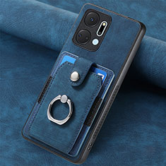 Coque Silicone Gel Motif Cuir Housse Etui SD1 pour Huawei Honor X7a Bleu