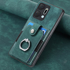 Coque Silicone Gel Motif Cuir Housse Etui SD1 pour Huawei Honor X7a Vert