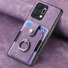 Coque Silicone Gel Motif Cuir Housse Etui SD1 pour Huawei Honor X7a Violet Clair