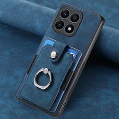 Coque Silicone Gel Motif Cuir Housse Etui SD1 pour Huawei Honor X8a 4G Bleu