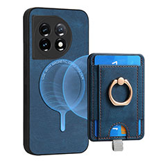 Coque Silicone Gel Motif Cuir Housse Etui SD1 pour OnePlus 11 5G Bleu
