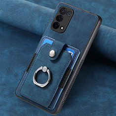 Coque Silicone Gel Motif Cuir Housse Etui SD1 pour Oppo A74 5G Bleu