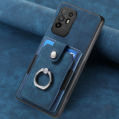 Coque Silicone Gel Motif Cuir Housse Etui SD1 pour Oppo A95 5G Bleu