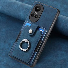Coque Silicone Gel Motif Cuir Housse Etui SD1 pour Oppo Reno10 Pro 5G Bleu