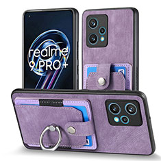 Coque Silicone Gel Motif Cuir Housse Etui SD1 pour Realme 9 Pro+ Plus 5G Violet Clair