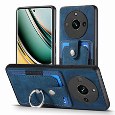 Coque Silicone Gel Motif Cuir Housse Etui SD1 pour Realme Narzo 60 Pro 5G Bleu