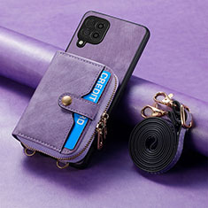 Coque Silicone Gel Motif Cuir Housse Etui SD1 pour Samsung Galaxy F12 Violet Clair