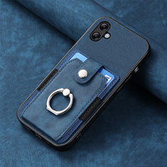 Coque Silicone Gel Motif Cuir Housse Etui SD1 pour Samsung Galaxy M04 Bleu