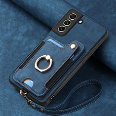 Coque Silicone Gel Motif Cuir Housse Etui SD1 pour Samsung Galaxy S21 FE 5G Bleu
