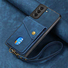 Coque Silicone Gel Motif Cuir Housse Etui SD1 pour Samsung Galaxy S22 5G Bleu