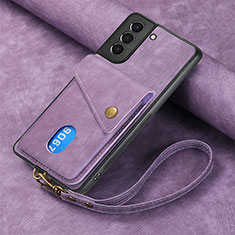 Coque Silicone Gel Motif Cuir Housse Etui SD1 pour Samsung Galaxy S22 5G Violet Clair