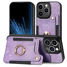 Coque Silicone Gel Motif Cuir Housse Etui SD10 pour Apple iPhone 13 Pro Max Violet Clair