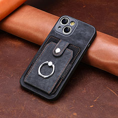 Coque Silicone Gel Motif Cuir Housse Etui SD10 pour Apple iPhone 14 Noir