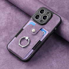 Coque Silicone Gel Motif Cuir Housse Etui SD11 pour Apple iPhone 13 Pro Max Violet Clair