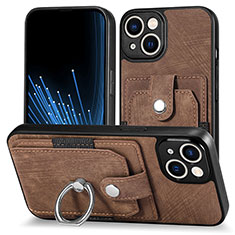 Coque Silicone Gel Motif Cuir Housse Etui SD11 pour Apple iPhone 14 Marron