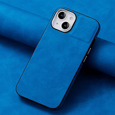 Coque Silicone Gel Motif Cuir Housse Etui SD13 pour Apple iPhone 13 Bleu