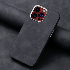 Coque Silicone Gel Motif Cuir Housse Etui SD13 pour Apple iPhone 13 Pro Max Noir