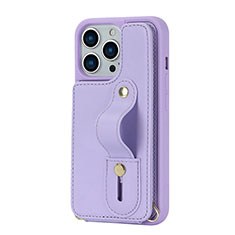 Coque Silicone Gel Motif Cuir Housse Etui SD14 pour Apple iPhone 13 Pro Max Violet