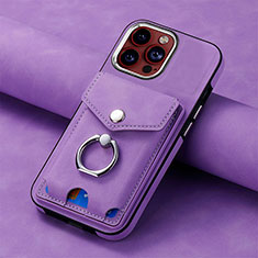 Coque Silicone Gel Motif Cuir Housse Etui SD15 pour Apple iPhone 13 Pro Max Violet Clair