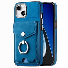 Coque Silicone Gel Motif Cuir Housse Etui SD16 pour Apple iPhone 14 Plus Bleu