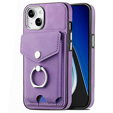 Coque Silicone Gel Motif Cuir Housse Etui SD16 pour Apple iPhone 14 Plus Violet Clair