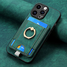 Coque Silicone Gel Motif Cuir Housse Etui SD18 pour Apple iPhone 14 Pro Max Vert
