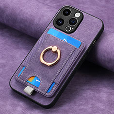 Coque Silicone Gel Motif Cuir Housse Etui SD18 pour Apple iPhone 14 Pro Violet Clair