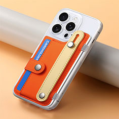 Coque Silicone Gel Motif Cuir Housse Etui SD19 pour Apple iPhone 14 Pro Orange