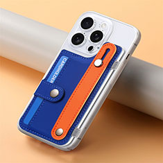 Coque Silicone Gel Motif Cuir Housse Etui SD19 pour Apple iPhone 15 Pro Bleu