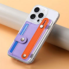 Coque Silicone Gel Motif Cuir Housse Etui SD19 pour Apple iPhone 15 Pro Violet Clair