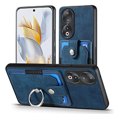 Coque Silicone Gel Motif Cuir Housse Etui SD2 pour Huawei Honor 90 5G Bleu