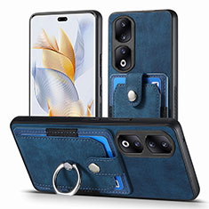 Coque Silicone Gel Motif Cuir Housse Etui SD2 pour Huawei Honor 90 Pro 5G Bleu