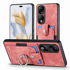 Coque Silicone Gel Motif Cuir Housse Etui SD2 pour Huawei Honor 90 Pro 5G Rose