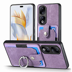 Coque Silicone Gel Motif Cuir Housse Etui SD2 pour Huawei Honor 90 Pro 5G Violet Clair