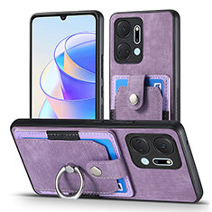 Coque Silicone Gel Motif Cuir Housse Etui SD2 pour Huawei Honor X7a Violet Clair
