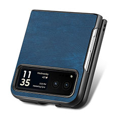 Coque Silicone Gel Motif Cuir Housse Etui SD2 pour Motorola Moto Razr 40 5G Bleu
