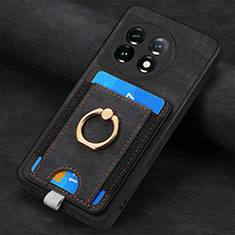 Coque Silicone Gel Motif Cuir Housse Etui SD2 pour OnePlus 11 5G Noir