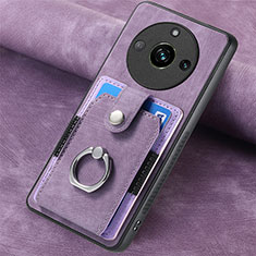 Coque Silicone Gel Motif Cuir Housse Etui SD2 pour Realme 11 Pro+ Plus 5G Violet Clair