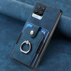 Coque Silicone Gel Motif Cuir Housse Etui SD2 pour Realme 8 Pro Bleu