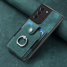 Coque Silicone Gel Motif Cuir Housse Etui SD2 pour Samsung Galaxy S21 FE 5G Vert