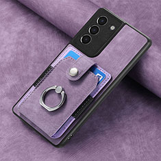 Coque Silicone Gel Motif Cuir Housse Etui SD2 pour Samsung Galaxy S21 FE 5G Violet Clair