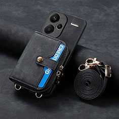 Coque Silicone Gel Motif Cuir Housse Etui SD2 pour Xiaomi Redmi Note 13 Pro+ Plus 5G Noir