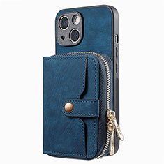 Coque Silicone Gel Motif Cuir Housse Etui SD3 pour Apple iPhone 14 Bleu