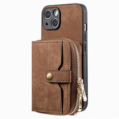 Coque Silicone Gel Motif Cuir Housse Etui SD3 pour Apple iPhone 14 Marron