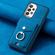 Coque Silicone Gel Motif Cuir Housse Etui SD3 pour Samsung Galaxy A72 5G Bleu