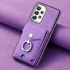 Coque Silicone Gel Motif Cuir Housse Etui SD3 pour Samsung Galaxy A72 5G Violet