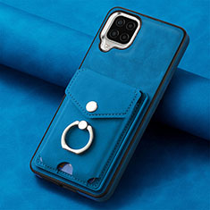 Coque Silicone Gel Motif Cuir Housse Etui SD3 pour Samsung Galaxy M32 4G Bleu