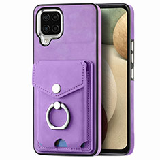 Coque Silicone Gel Motif Cuir Housse Etui SD4 pour Samsung Galaxy F12 Violet