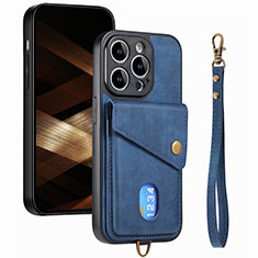Coque Silicone Gel Motif Cuir Housse Etui SD5 pour Apple iPhone 13 Pro Max Bleu