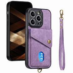 Coque Silicone Gel Motif Cuir Housse Etui SD5 pour Apple iPhone 13 Pro Max Violet Clair